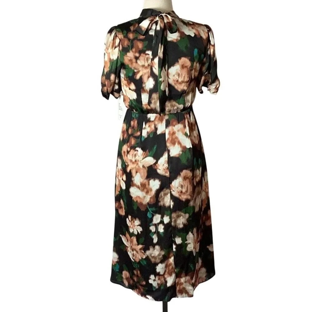 NWT Julia Jordan Floral Midi Dress Sz 4 Mock Neck Cocktail Semi-Formal